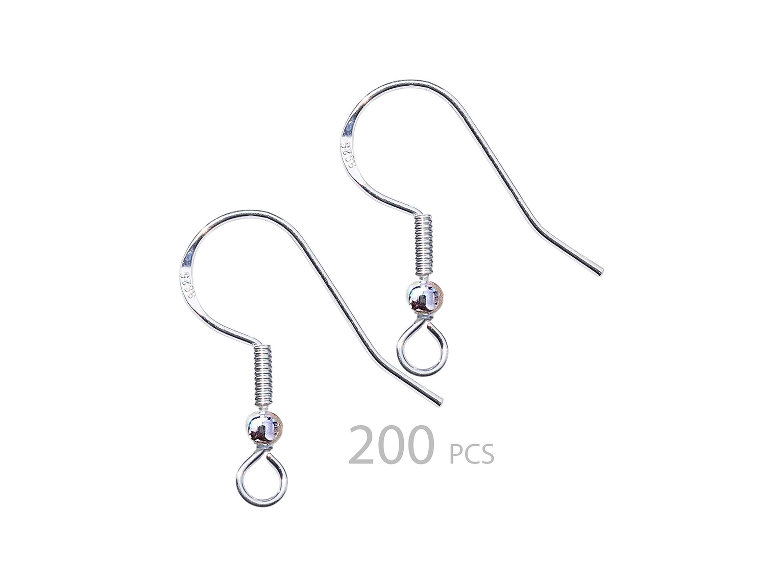 Pack 200 Ganchos Para Aros Plateados Bolita 2