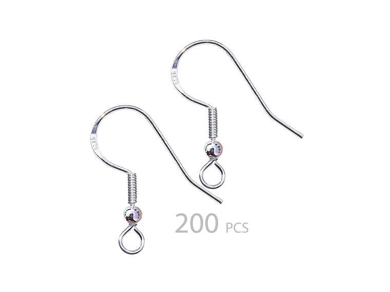 Pack 200 Ganchos Para Aros Plateados Bolita 2