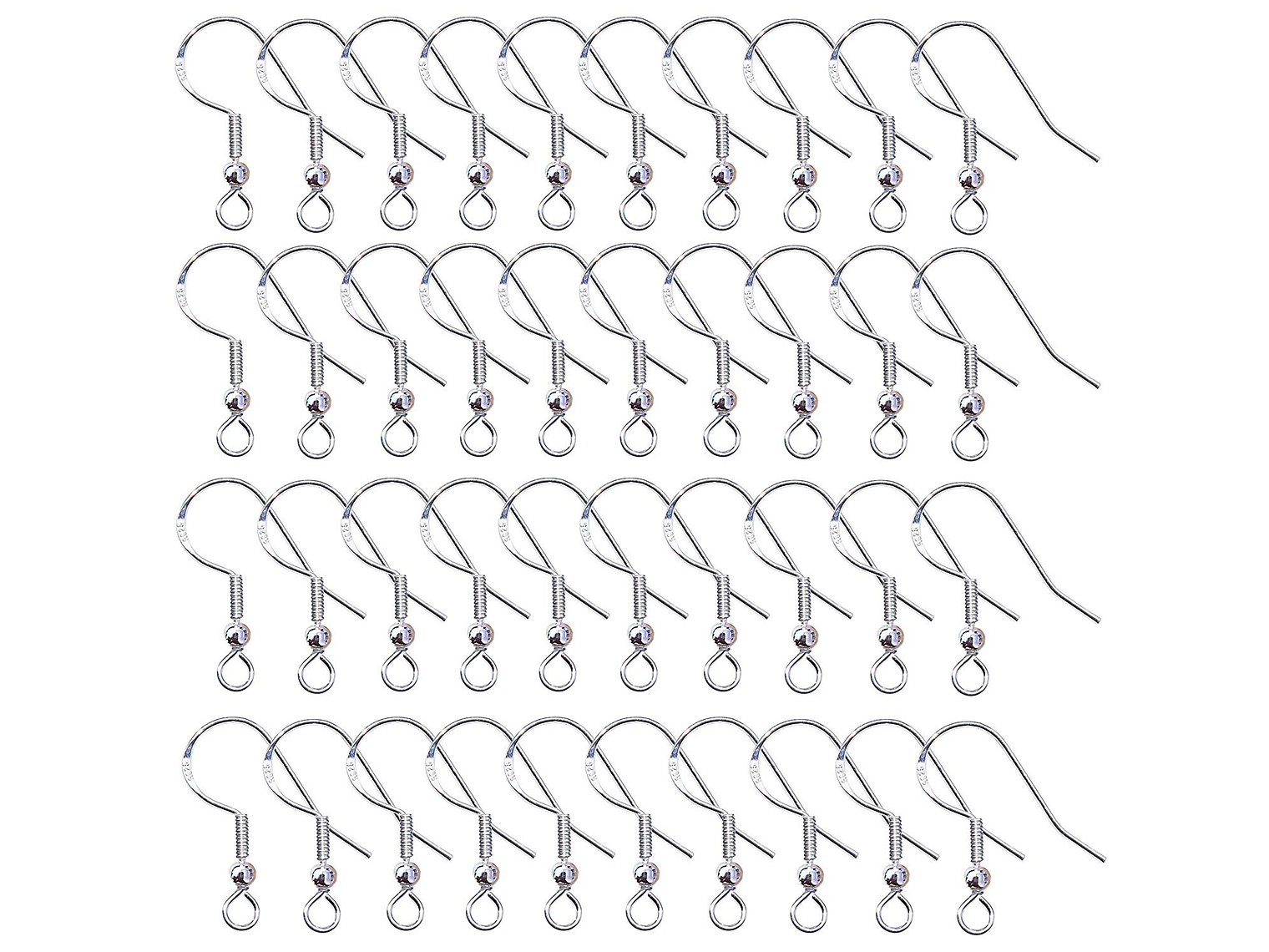 Pack 200 Ganchos Para Aros Plateados Bolita 3