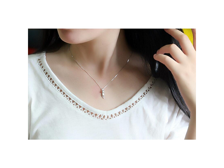 Collar Gato Golgante Plateado 3