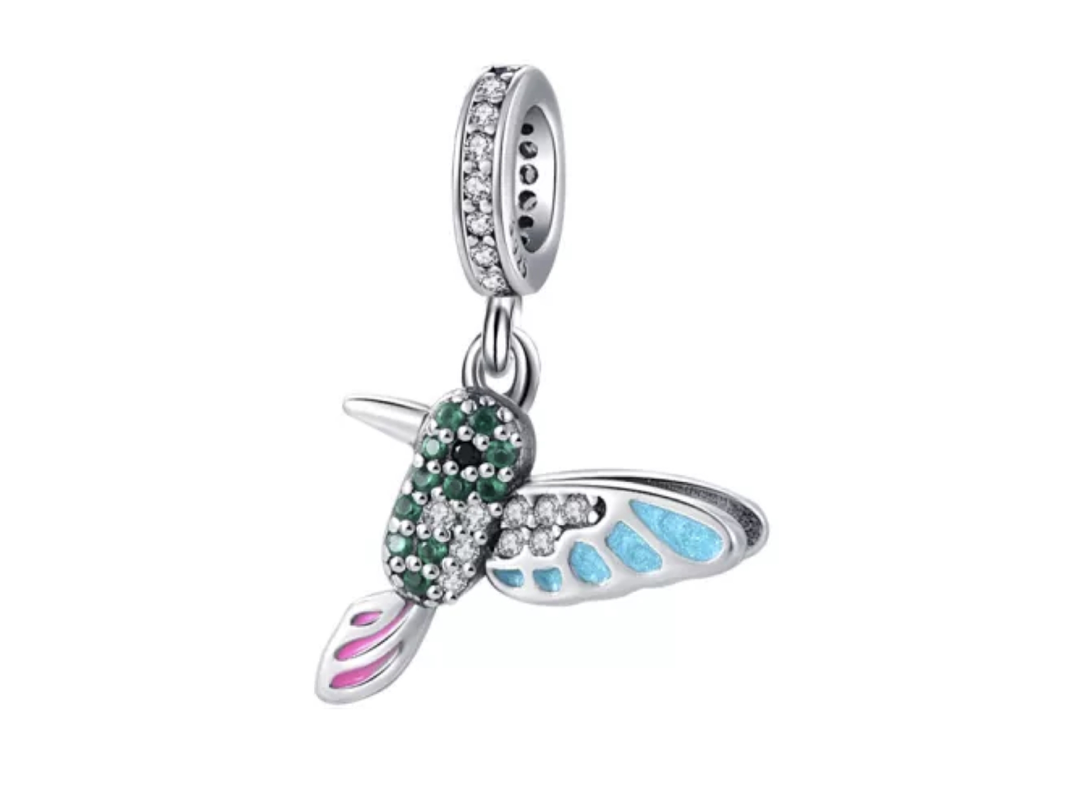 Charm Dije Plata 925 Colibri Picaflor Una Cara 1