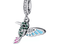 Charm Dije Plata 925 Colibri Picaflor Una Cara - Miniatura 1