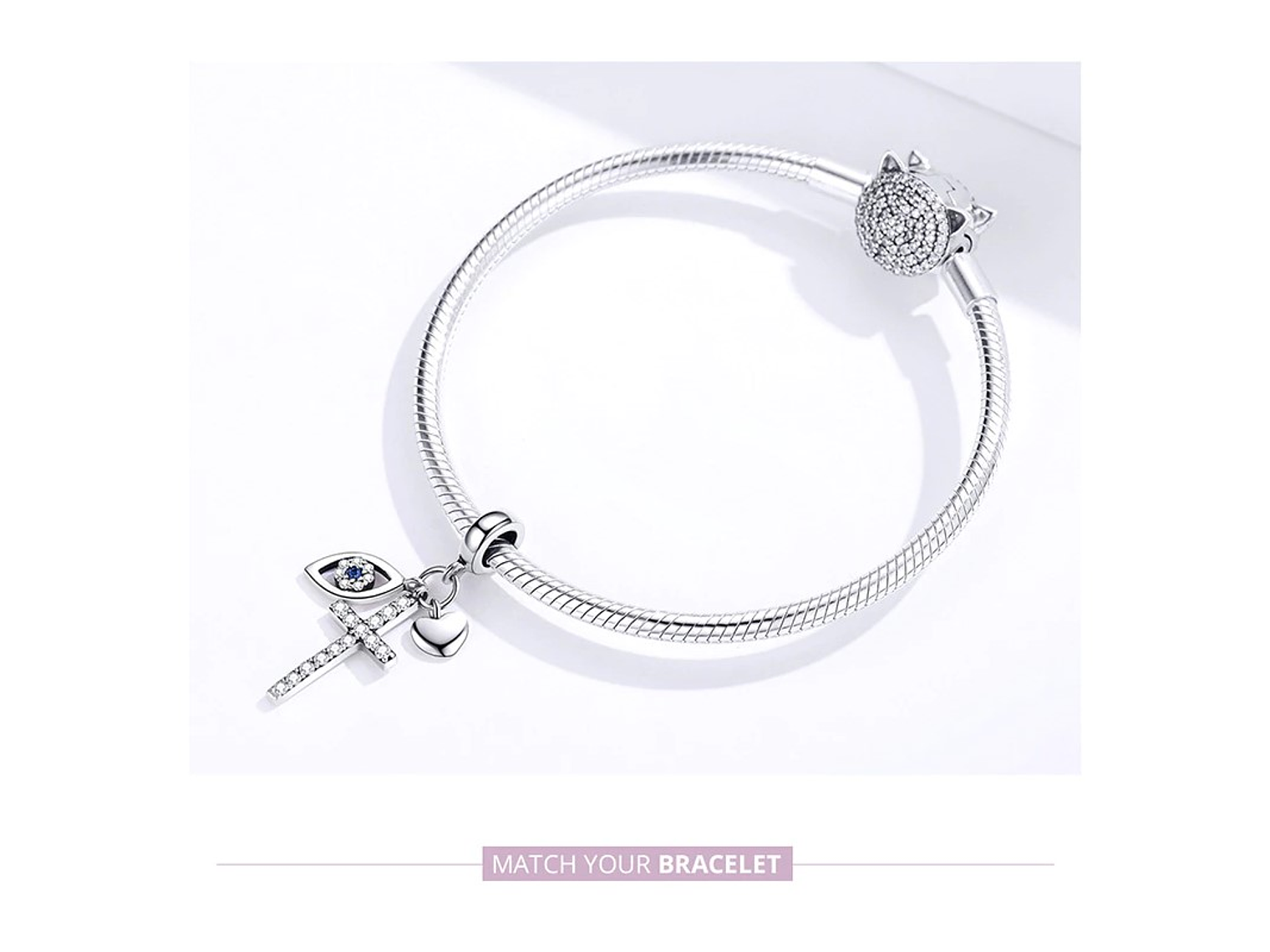 Charm Dije Plata 925 Cruz Ojo Turco 2