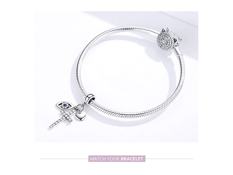 Charm Dije Plata 925 Cruz Ojo Turco 2