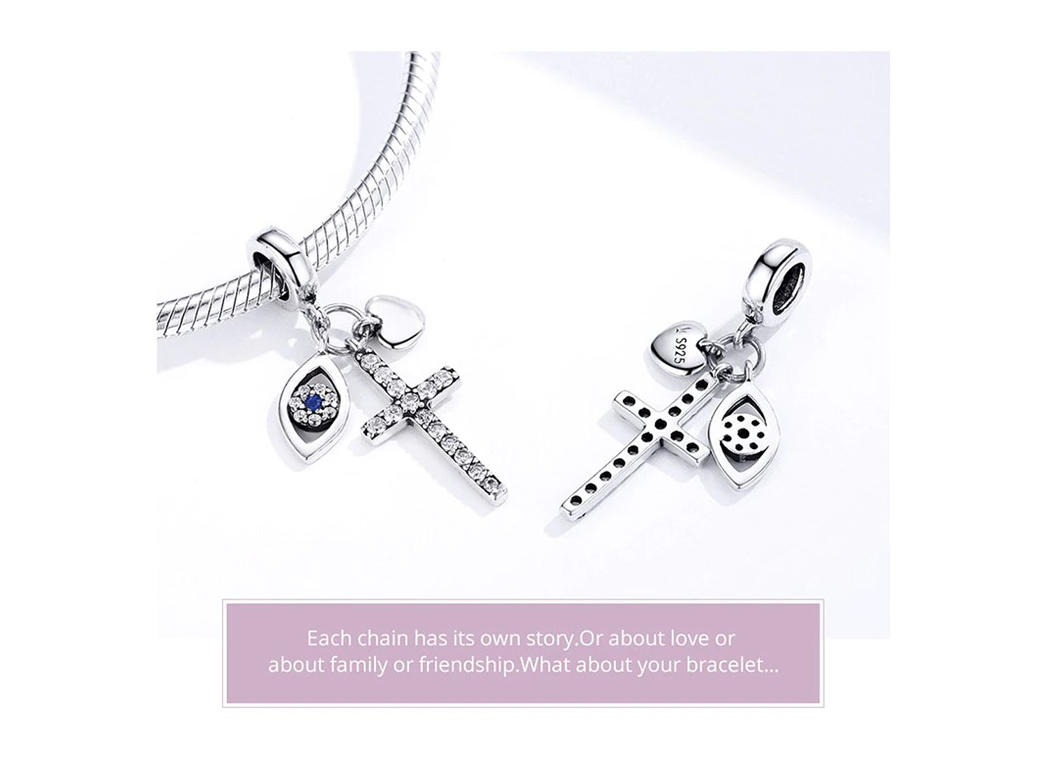 Charm Dije Plata 925 Cruz Ojo Turco 3