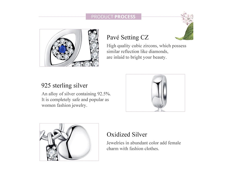 Charm Dije Plata 925 Cruz Ojo Turco 4