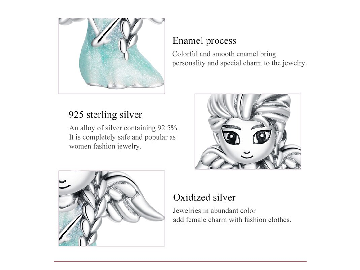 Charm Dije Plata 925 Hada de Hielo 2