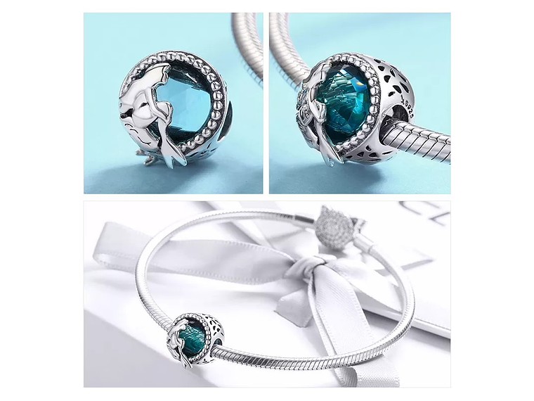 Charm Dije Plata 925 Sirena Cristal 2