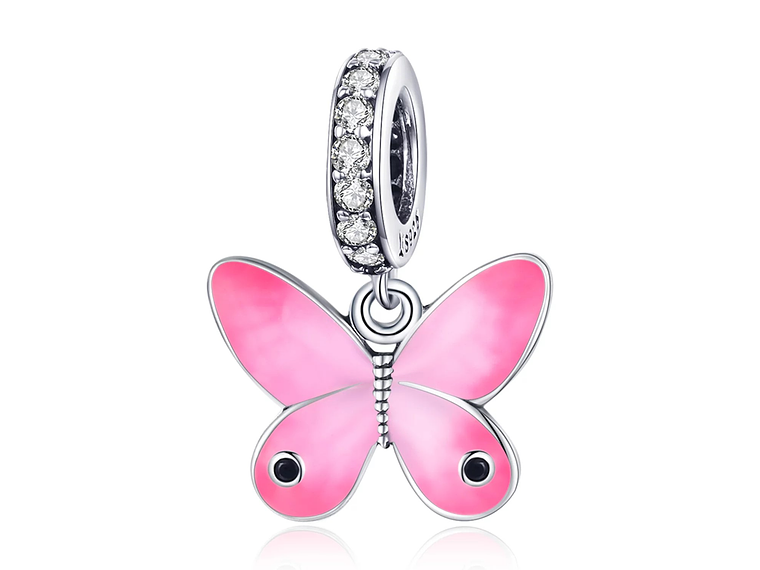 Charm Dije Plata 925 Mariposa Rosada 1