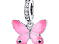 Charm Dije Plata 925 Mariposa Rosada - Miniatura 1
