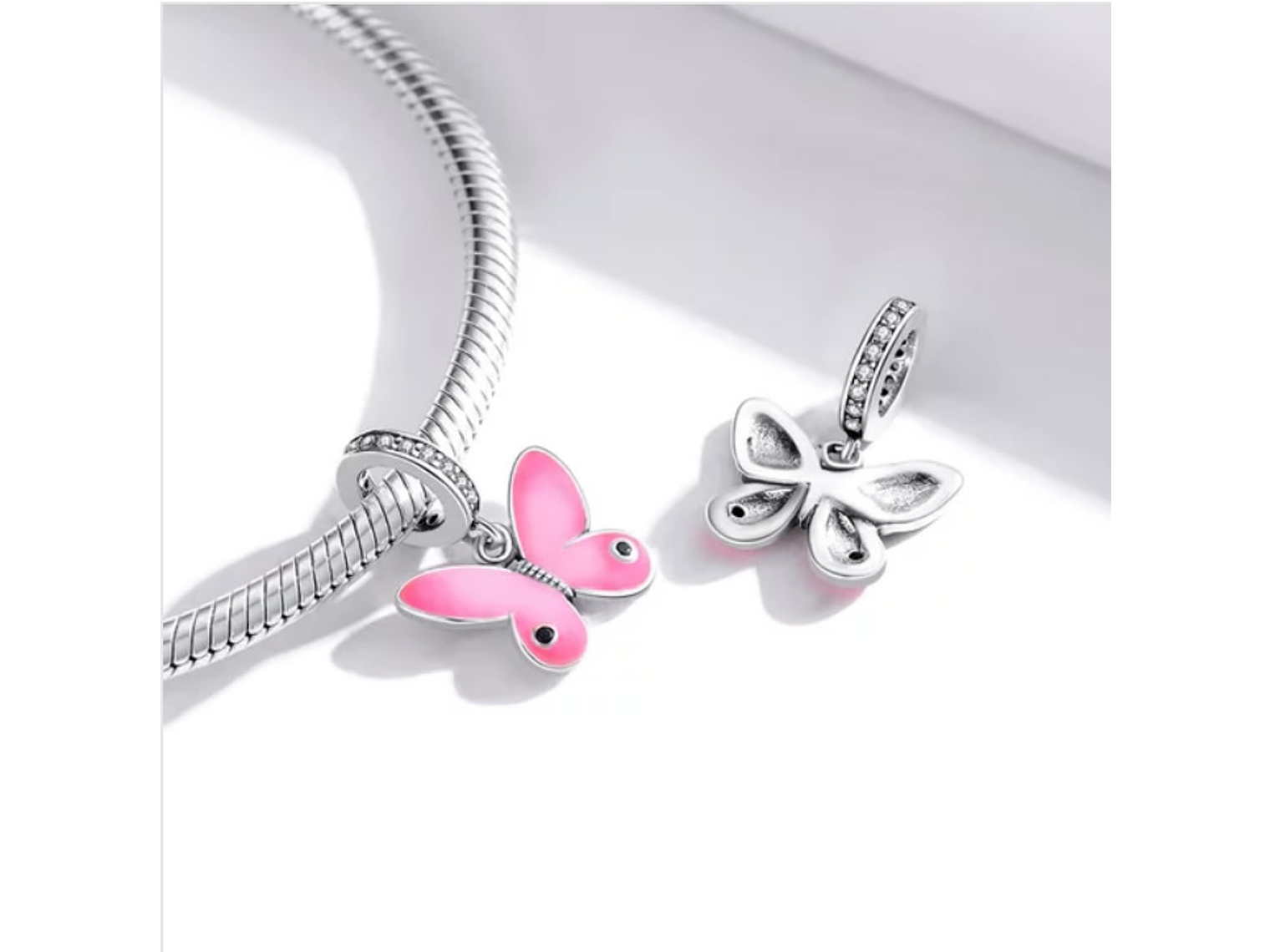 Charm Dije Plata 925 Mariposa Rosada 2