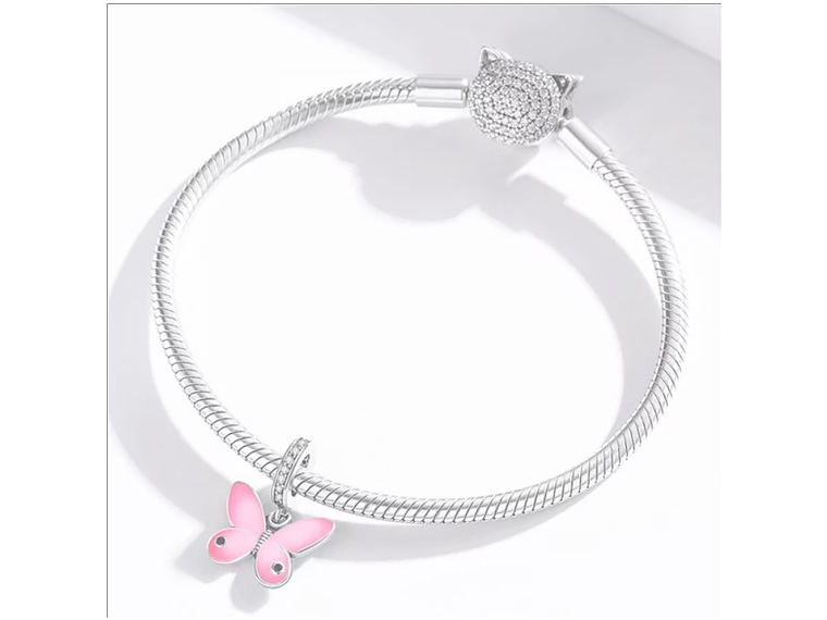 Charm Dije Plata 925 Mariposa Rosada 3
