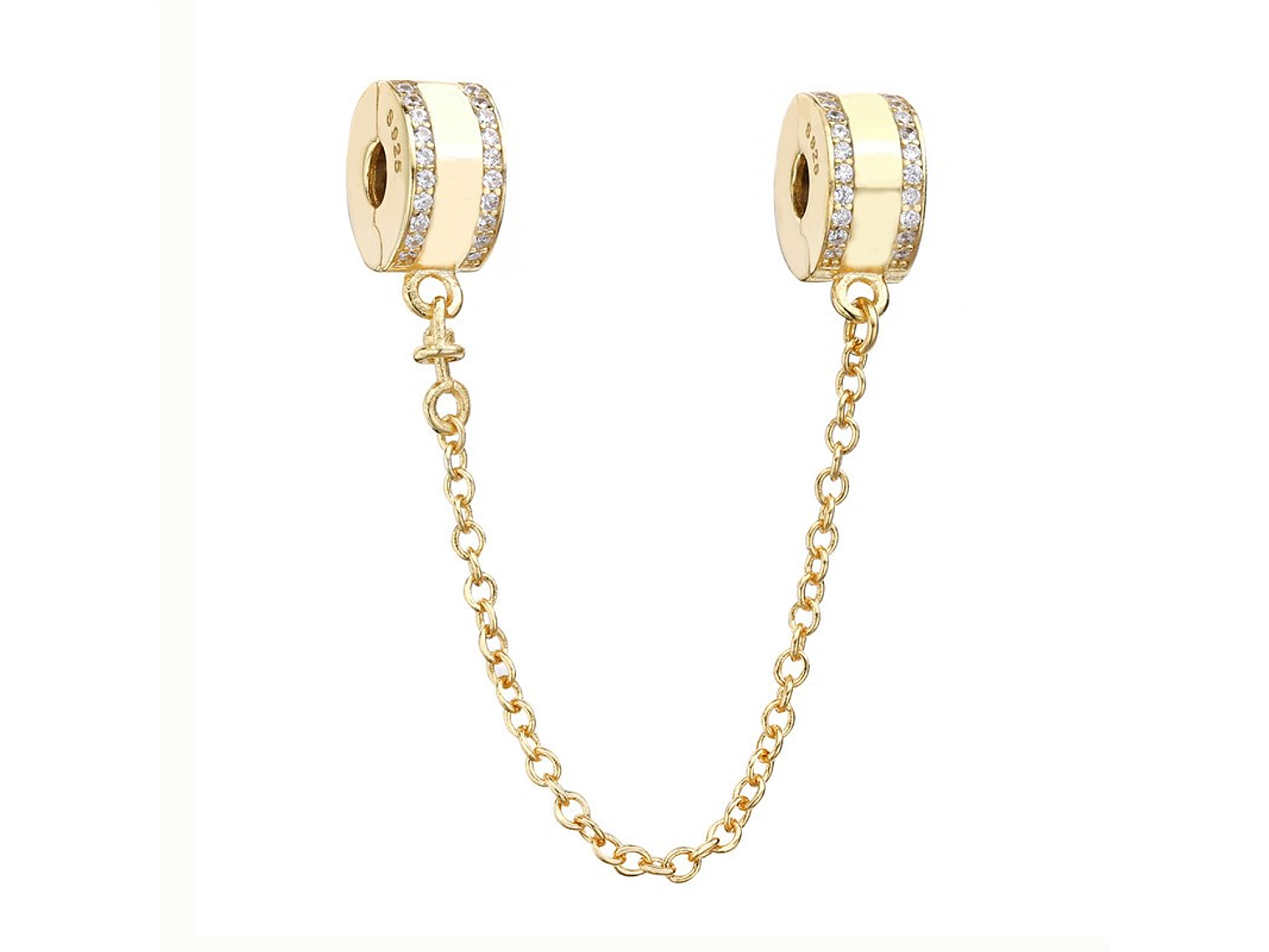 Charm Dije Plata 925 Cadena Seguridad Dorado 1