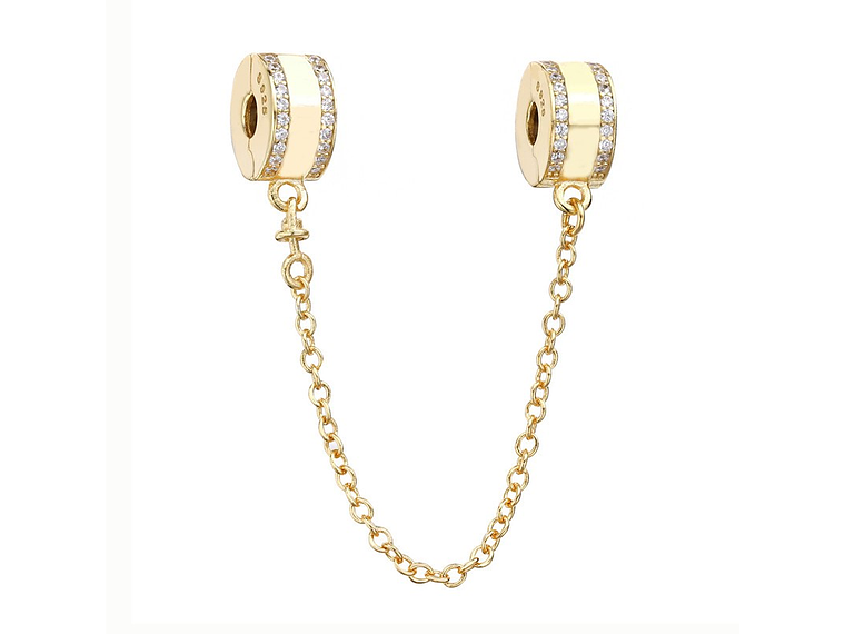 Charm Dije Plata 925 Cadena Seguridad Dorado 1