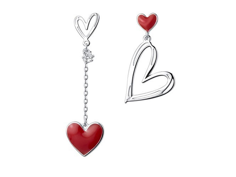 Aros Corazones Asimetricos Rojo 1