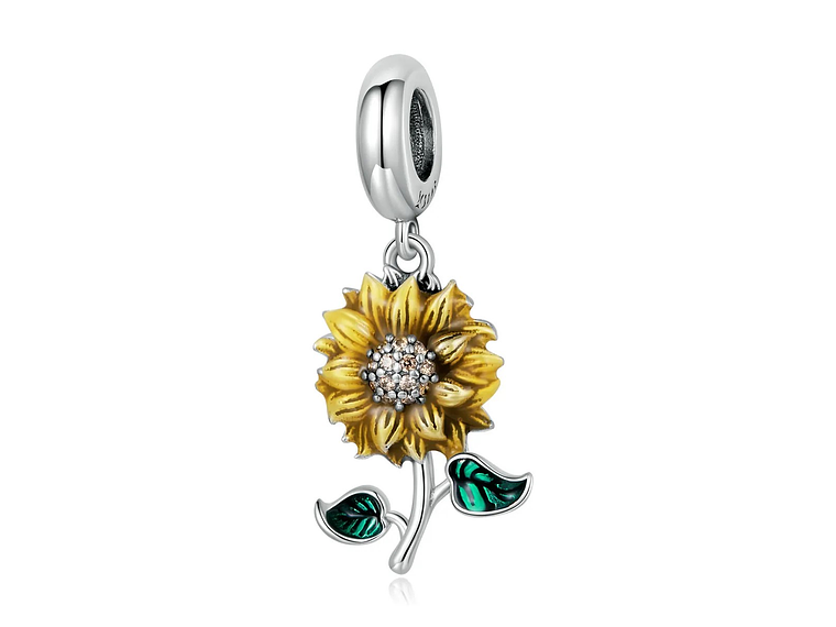 Charm Dije Plata 925 Flor Girasol Sunflower 1