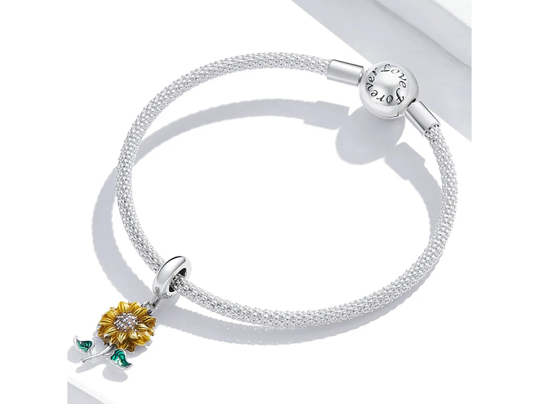 Charm Dije Plata 925 Flor Girasol Sunflower 4