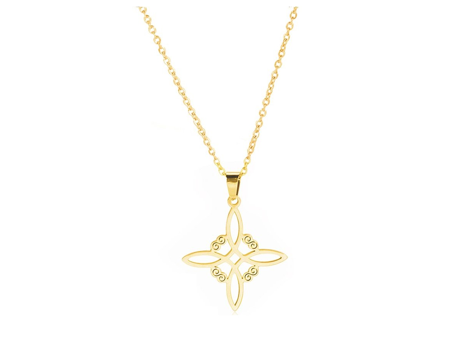 Colgante Collar Nudo de Bruja Acero Dorado 1