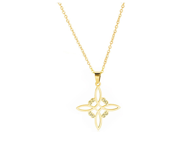 Colgante Collar Nudo de Bruja Acero Dorado 1