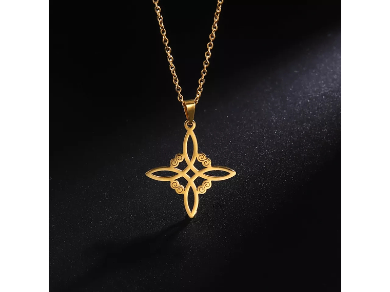 Colgante Collar Nudo de Bruja Acero Dorado 2