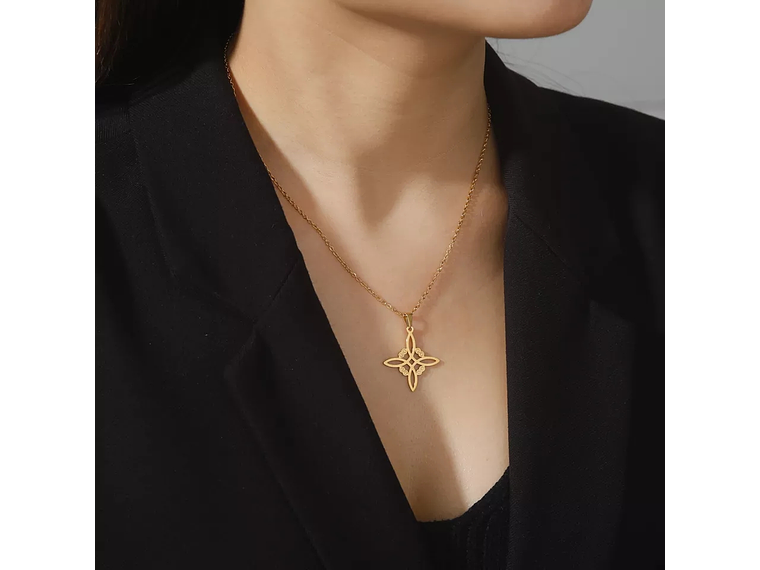 Colgante Collar Nudo de Bruja Acero Dorado 3