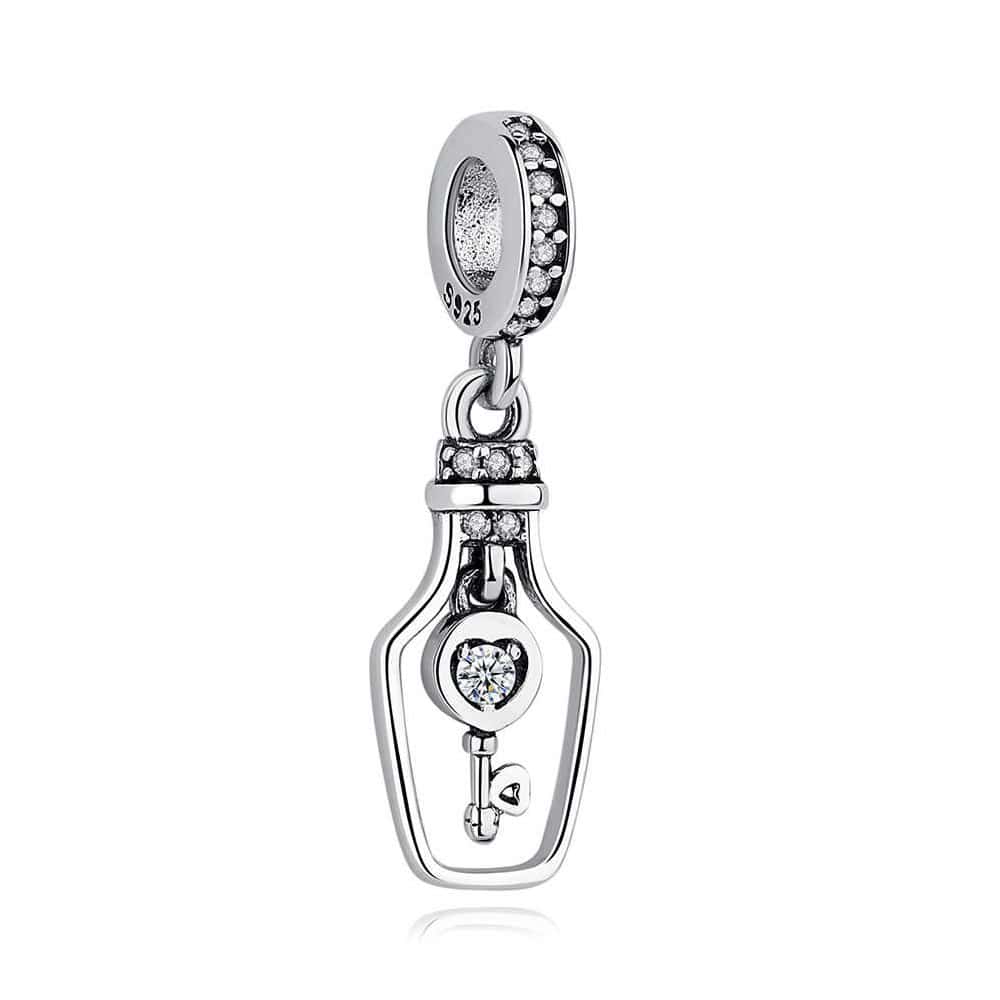 Charm Dije Plata 925 Botella con Llave