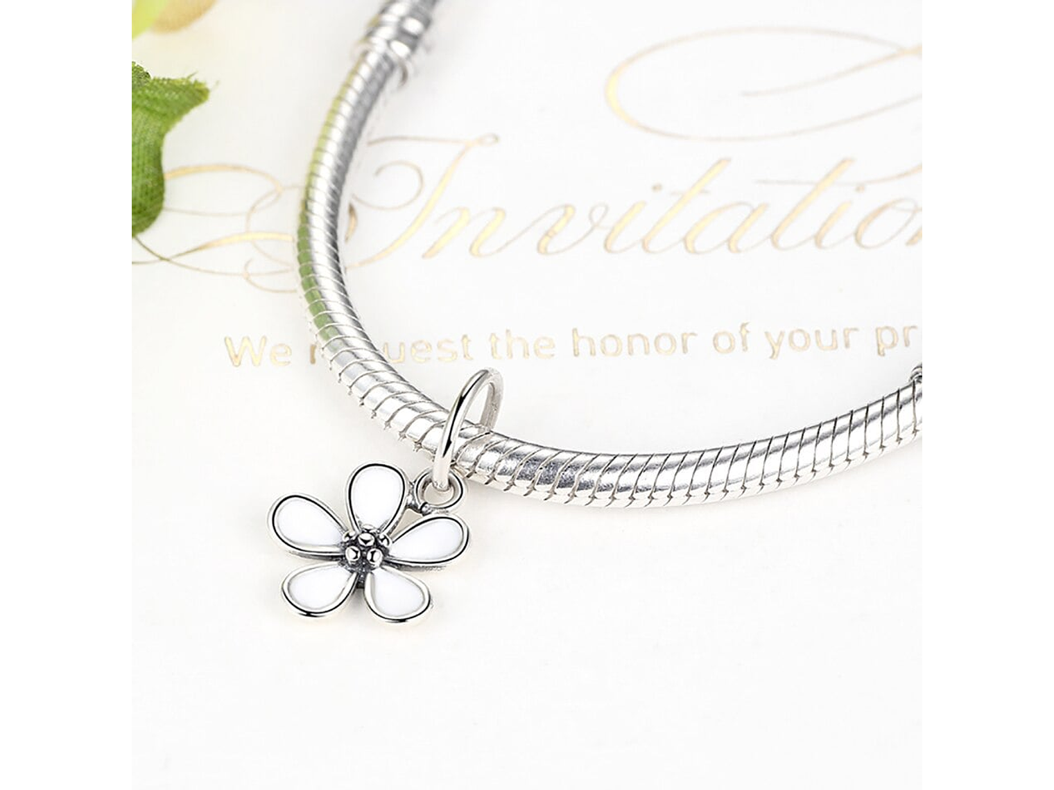 Charm Dije Plata 925 Flor Blanca 3
