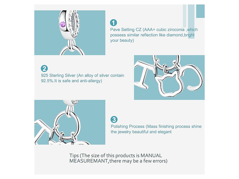 Charm Dije Plata 925 Cat Gato  6