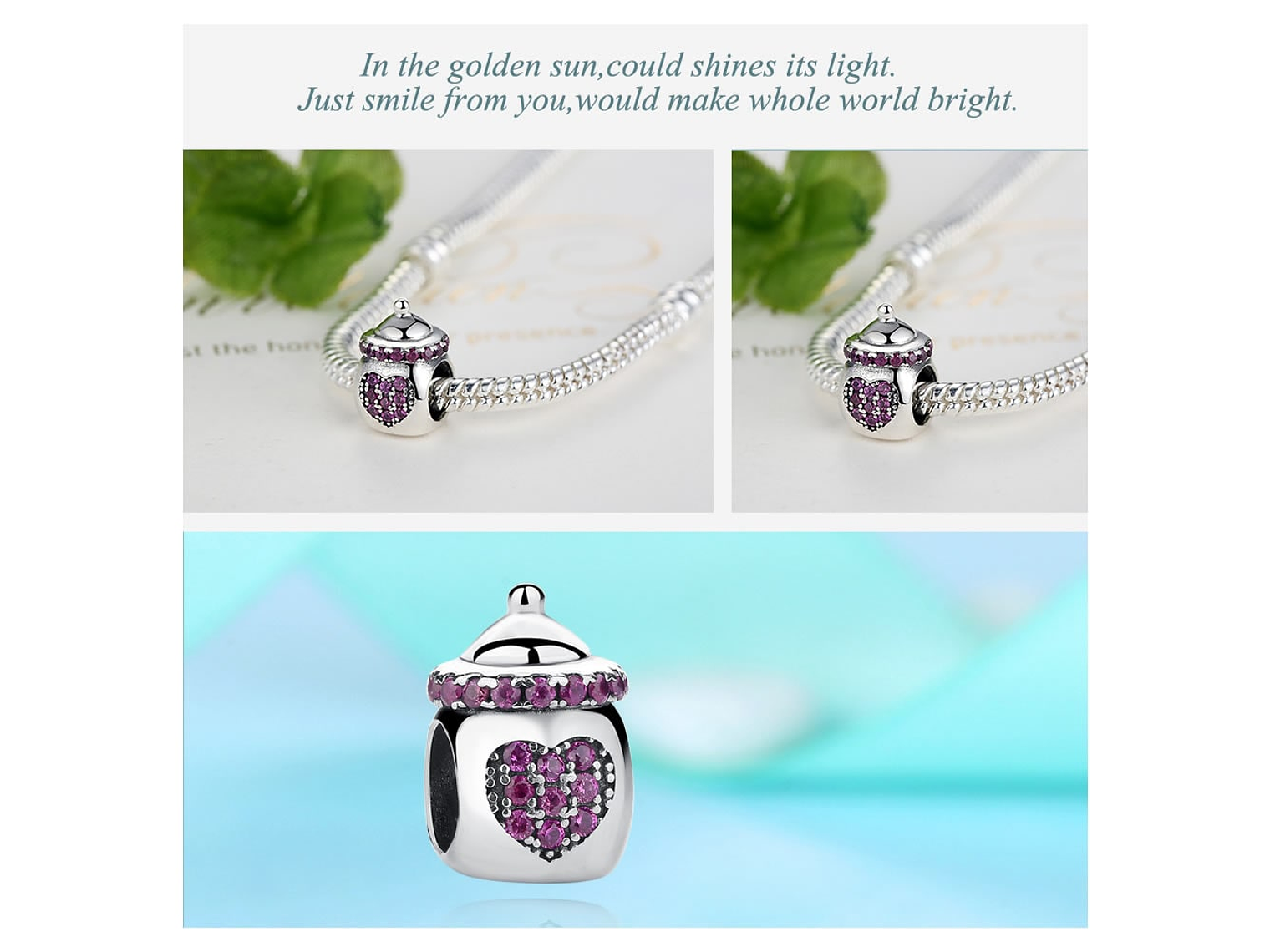 Charm Dije Plata 925 Mamadera Rosa 4