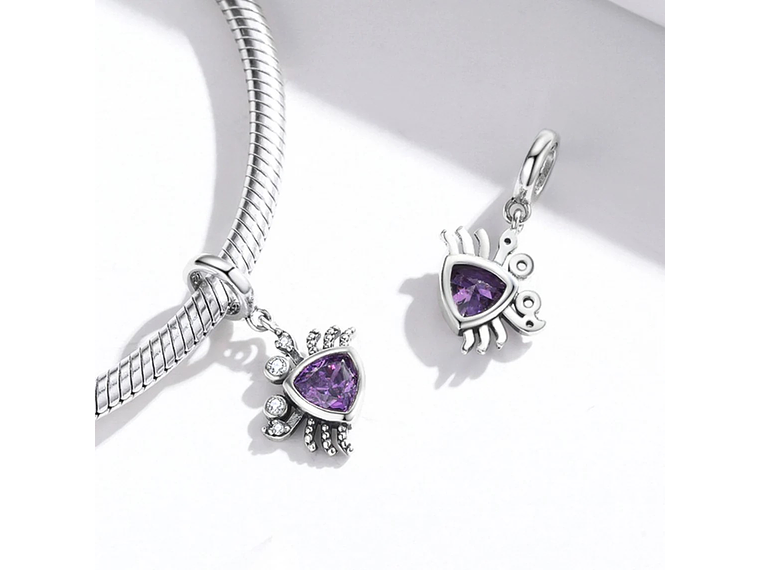Charm Dije Plata 925 Cangrejo Morado 2