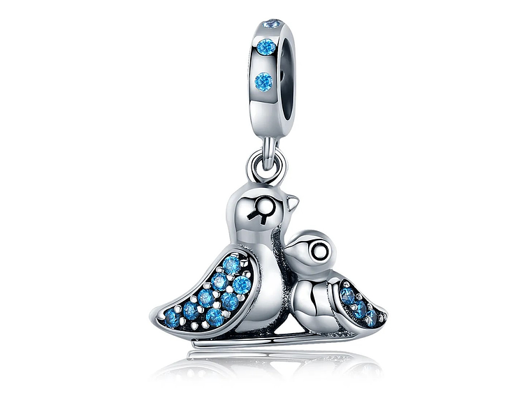 Charm Dije Plata 925 Ave Pajaro Mama Hijo 1