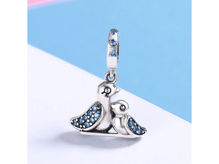 Charm Dije Plata 925 Ave Pajaro Mama Hijo 4