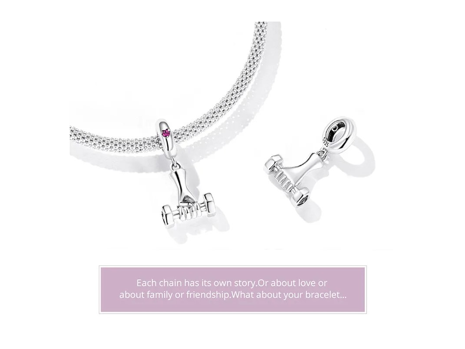 Charm Dije Plata 925 Mancuerna Deportiva Pesa 4