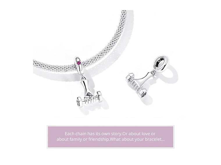 Charm Dije Plata 925 Mancuerna Deportiva Pesa 4