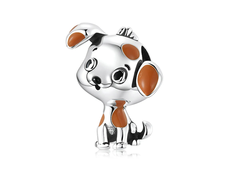 Charm Dije Plata 925 Perro Manchas Cafe 1