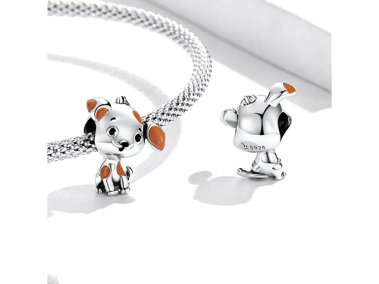 Charm Dije Plata 925 Perro Manchas Cafe 3