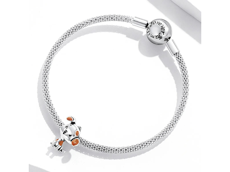 Charm Dije Plata 925 Perro Manchas Cafe 4