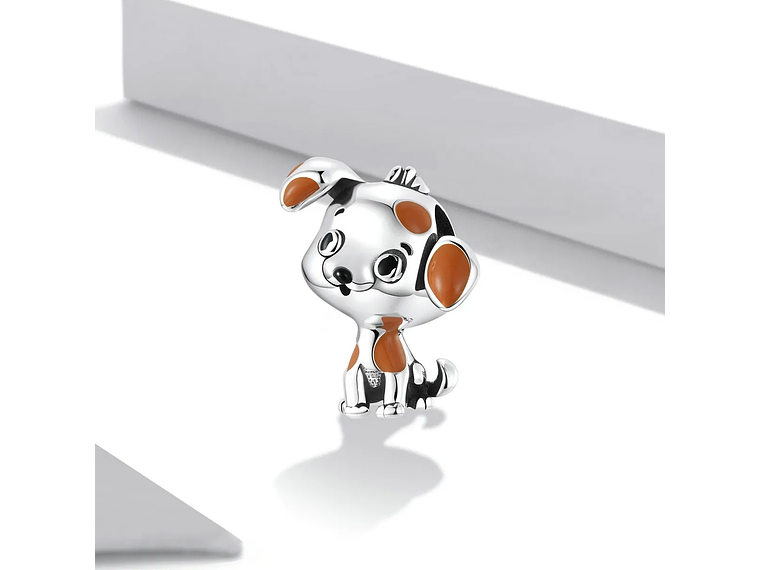Charm Dije Plata 925 Perro Manchas Cafe 5