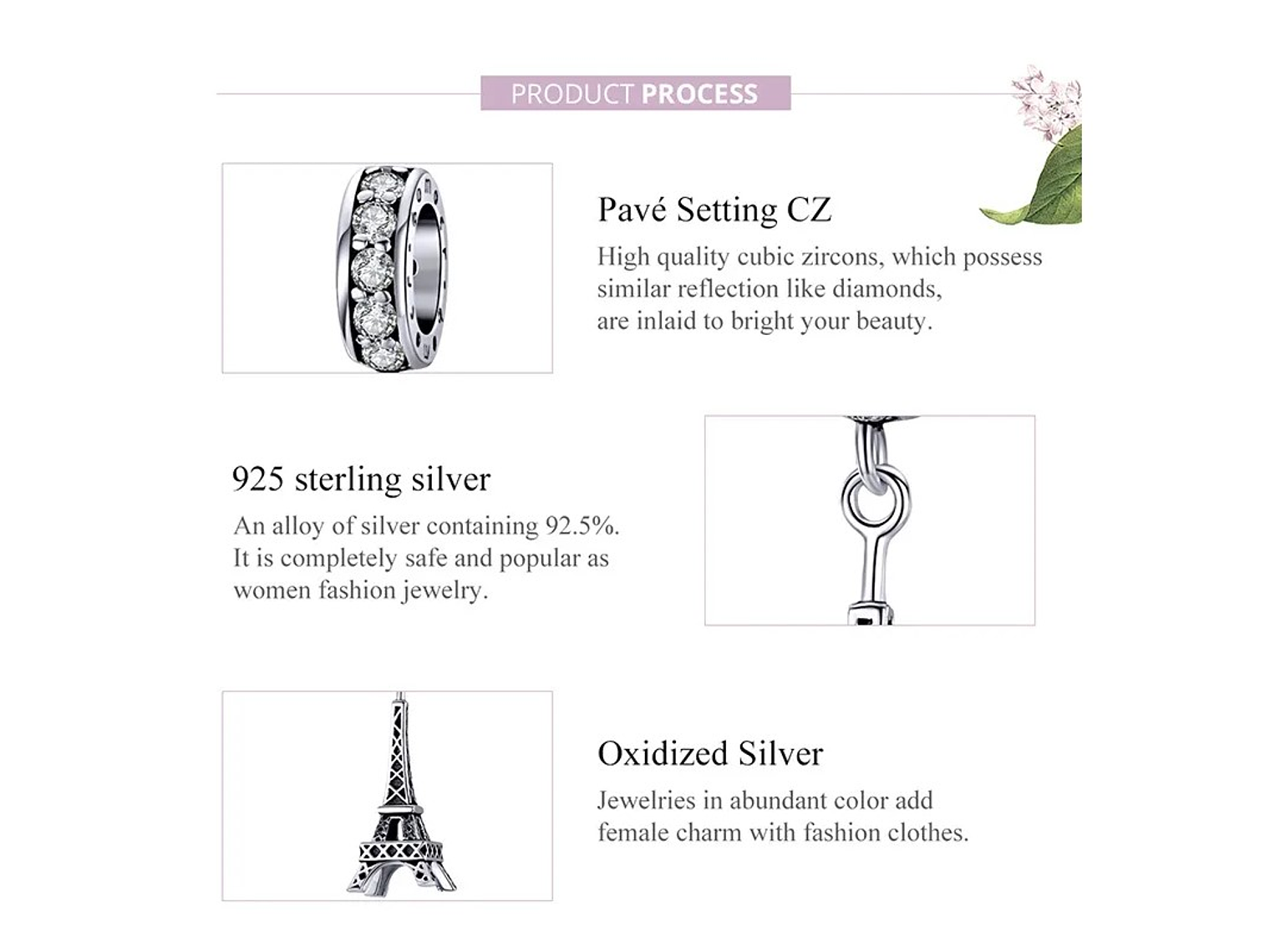 Charm Dije Plata 925 Torre Eiffel Circones  6