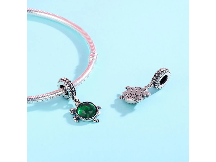 Charm Dije Plata 925 Tortuga Verde 3