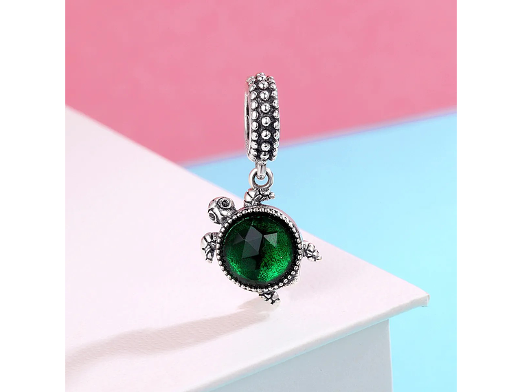Charm Dije Plata 925 Tortuga Verde 4