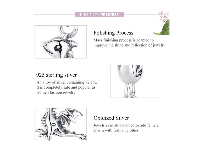 Charm Dije Plata 925 Dragon Silver  6
