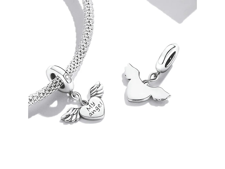 Charm Dije Plata 925 Corazon Alas My Angel 4