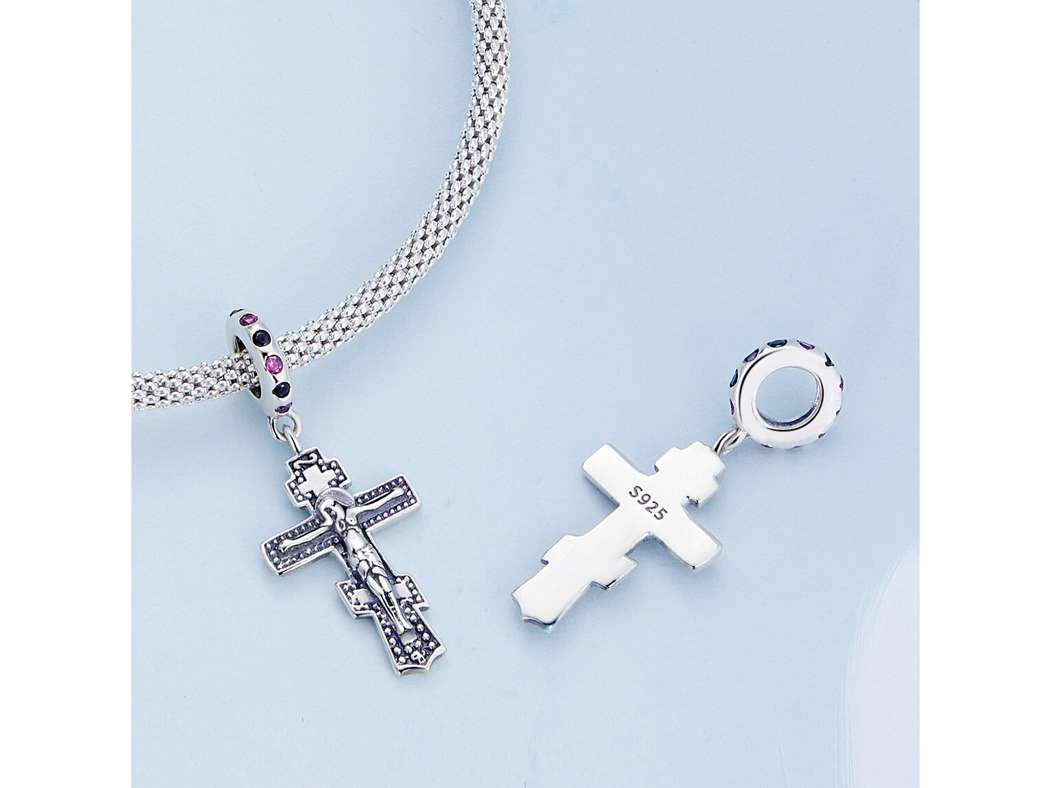 Charm Dije Plata 925 Cruz Crucifijo Cristo  4