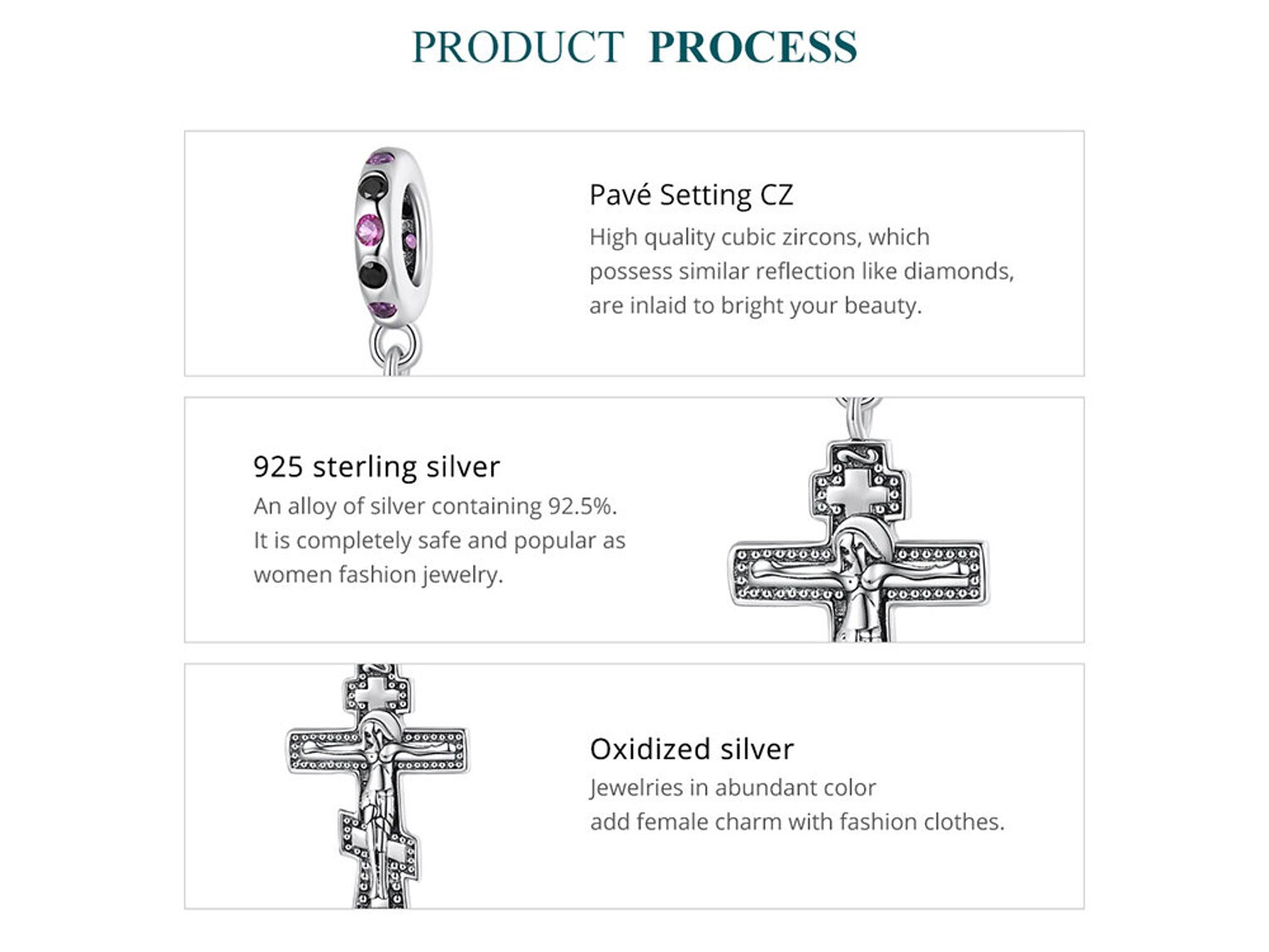 Charm Dije Plata 925 Cruz Crucifijo Cristo  5