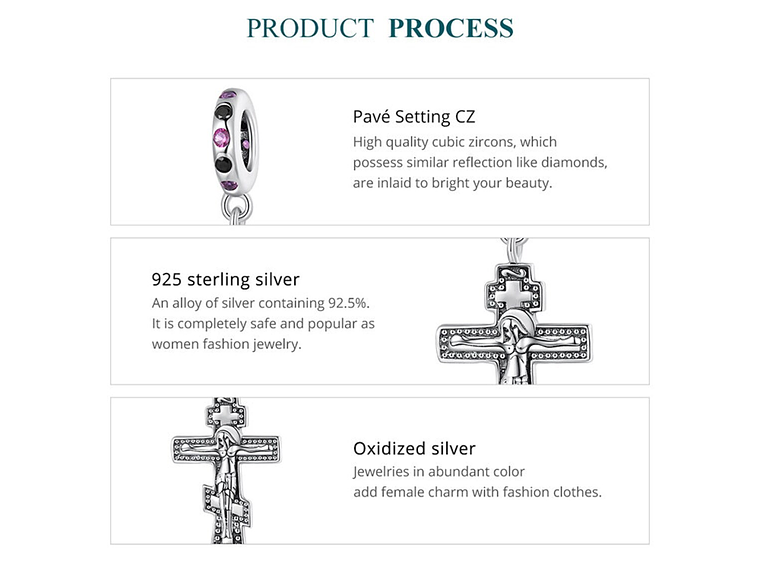 Charm Dije Plata 925 Cruz Crucifijo Cristo  5