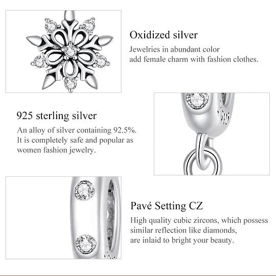 Charm Dije Plata 925 Copo de Nieve Silver