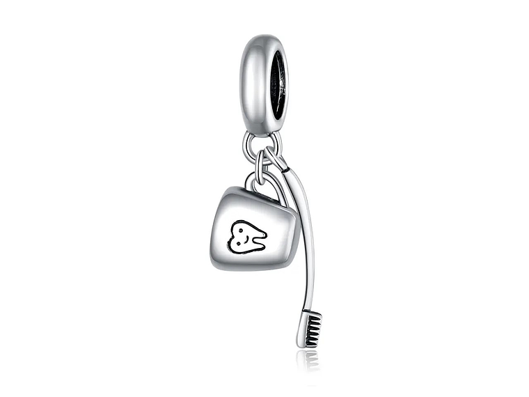 Charm Dije Plata 925 Cepillo Dientes y Taza  1
