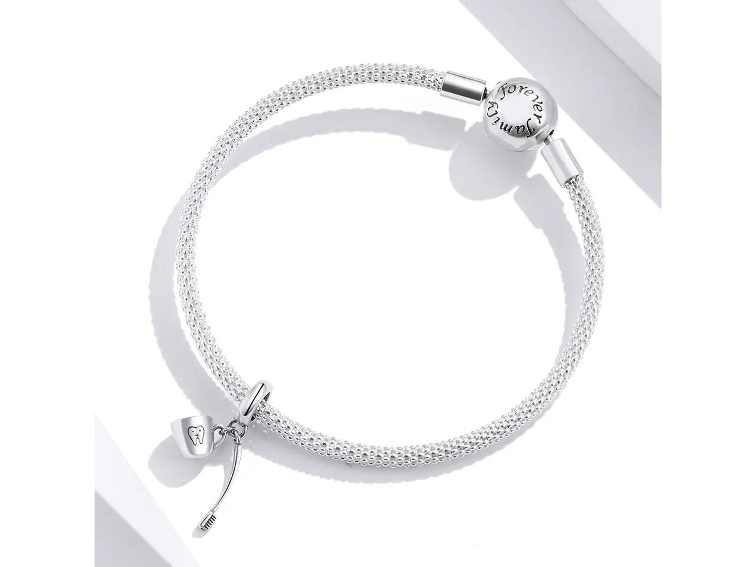 Charm Dije Plata 925 Cepillo Dientes y Taza  2