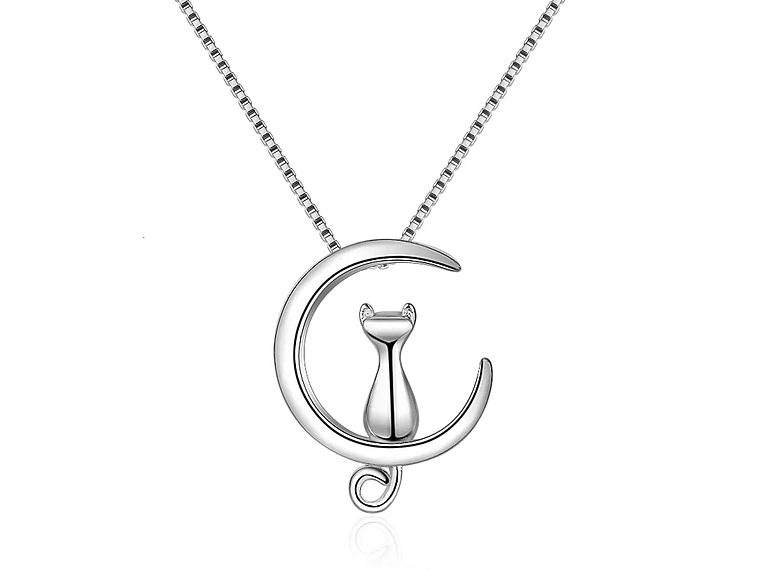 Collar Gato en Luna Mascota Plateado 1